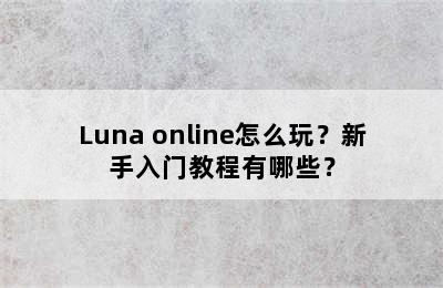 Luna online怎么玩？新手入门教程有哪些？